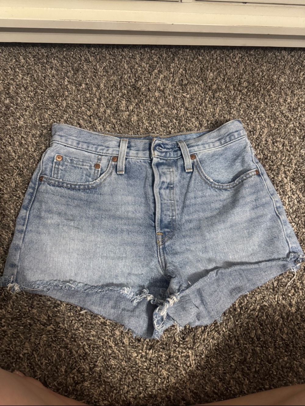 Levi's Light Blue High-Rise Denim Cutoff Shorts
